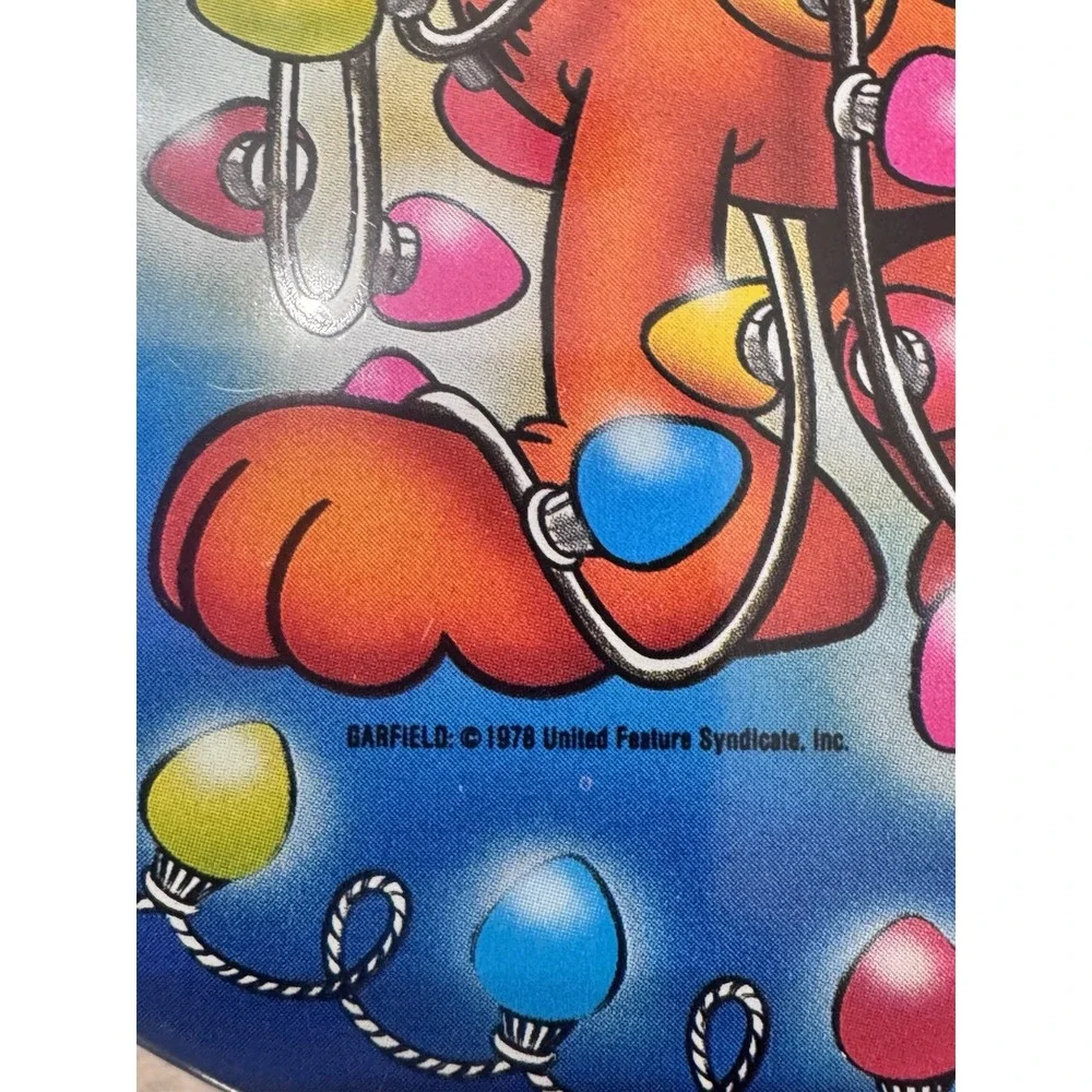 Vintage 1978 Garfield the Cat Tin Canister Christmas Lights Jim Davis‎ Holiday